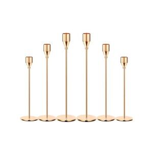 Set of 6 Metal Taper Candle Holders French Gold Vintage Modern Decorative NWT